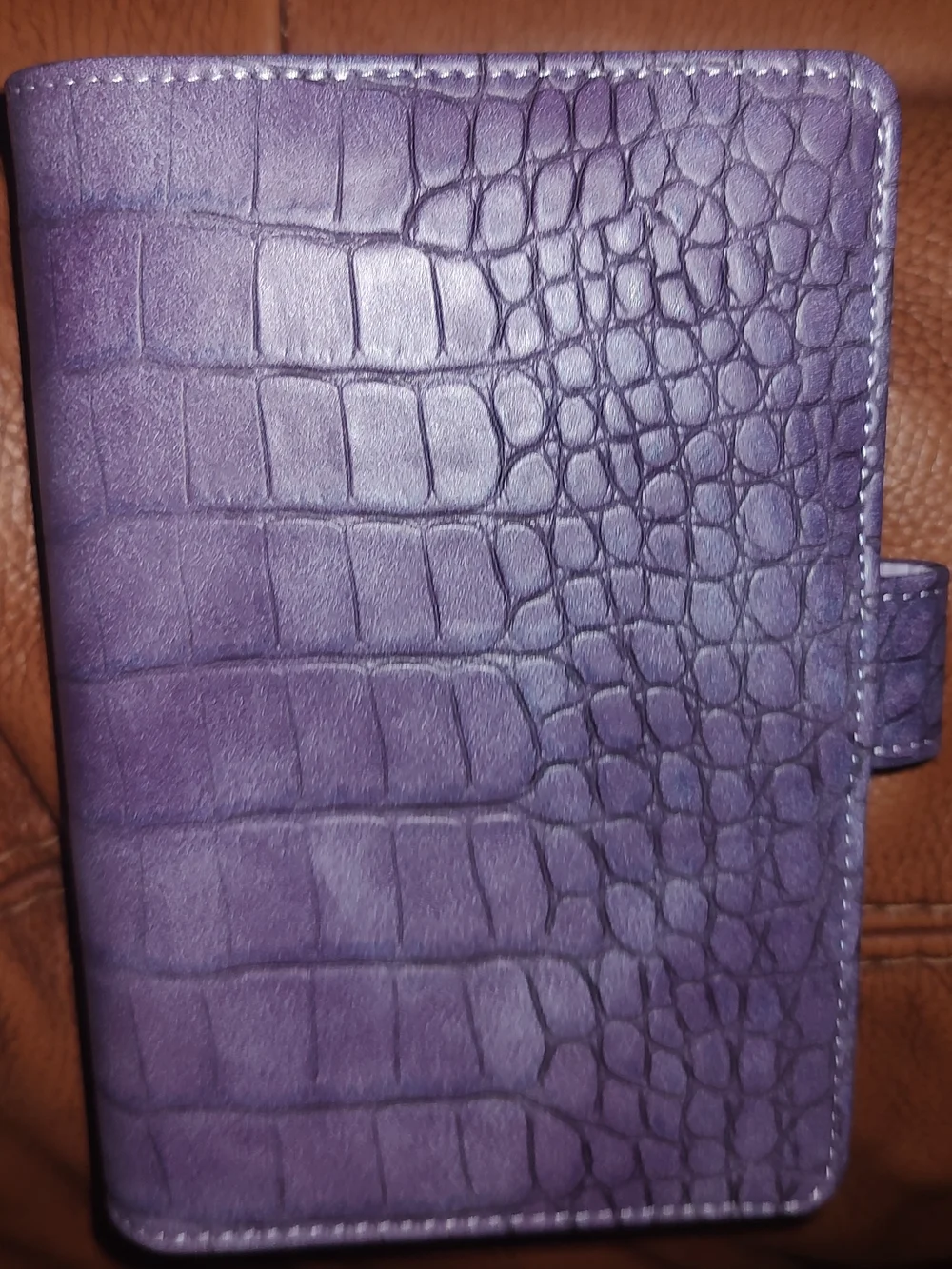 New! A6 Size Purple Croc-Embossed Binder/ Notebook With Mama Paper